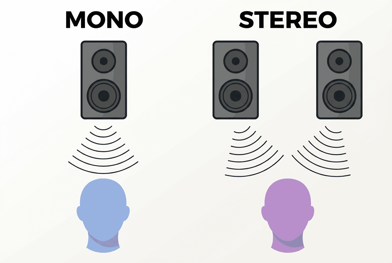 单声道与立体声听音差异示意
