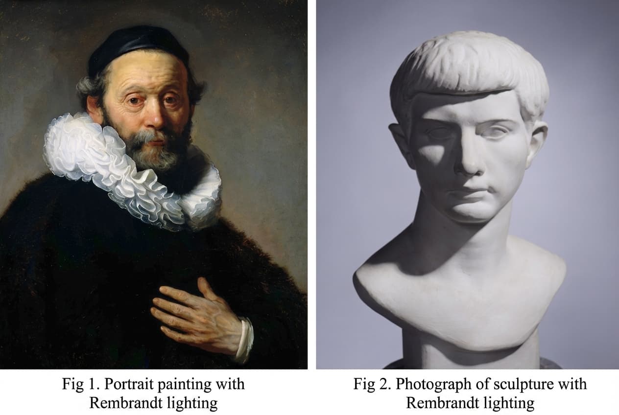 Rembrandt-style portrait lighting reference