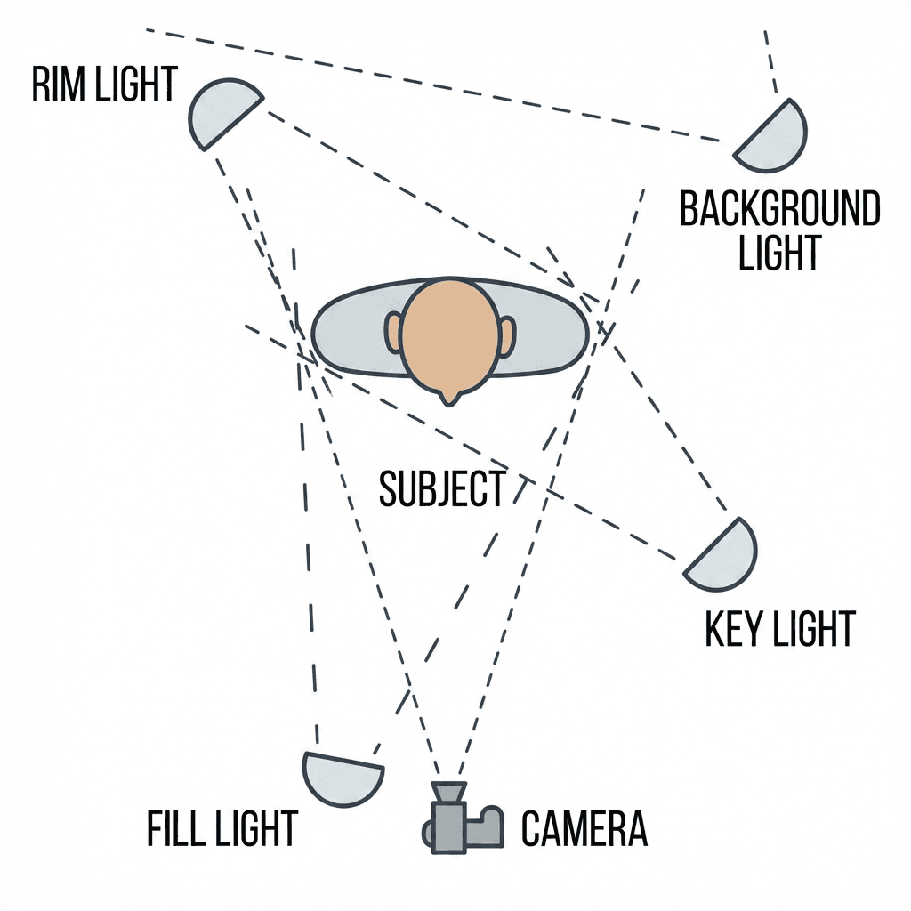 Side-lit multi-point lighting combination diagram
