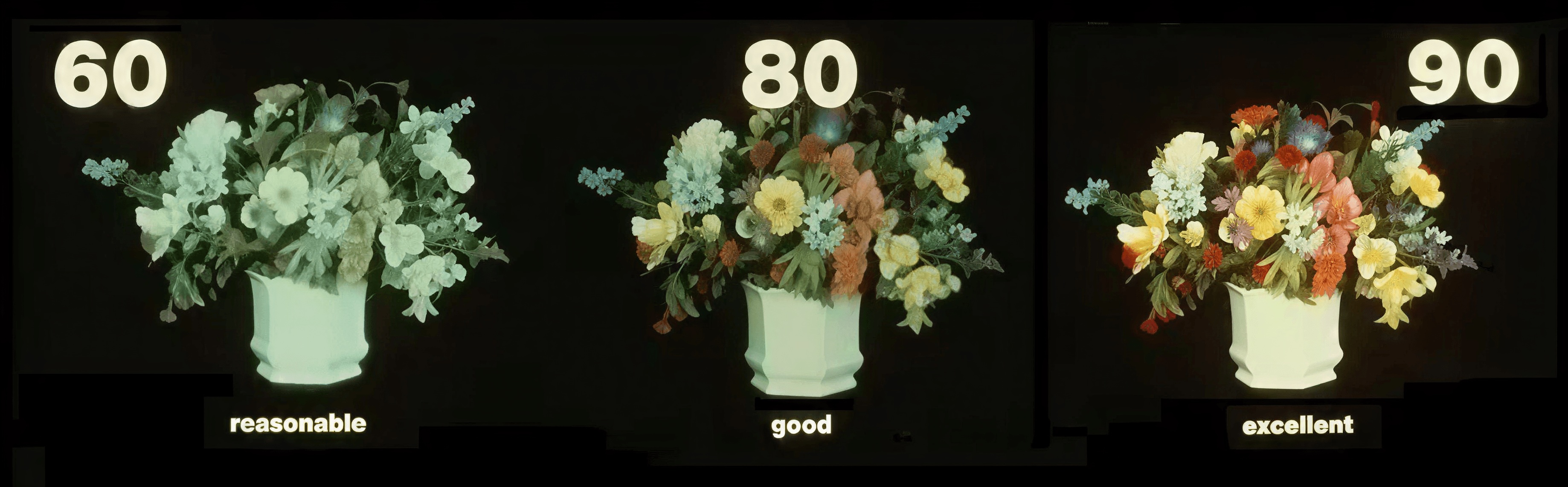 CRI comparison on flowers under different lighting conditions