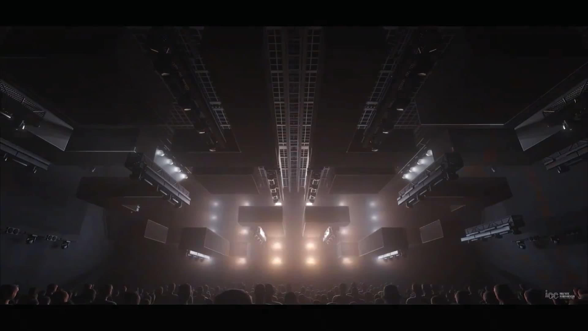 Atlantis Club wide interior view with haze and frontal lighting beams