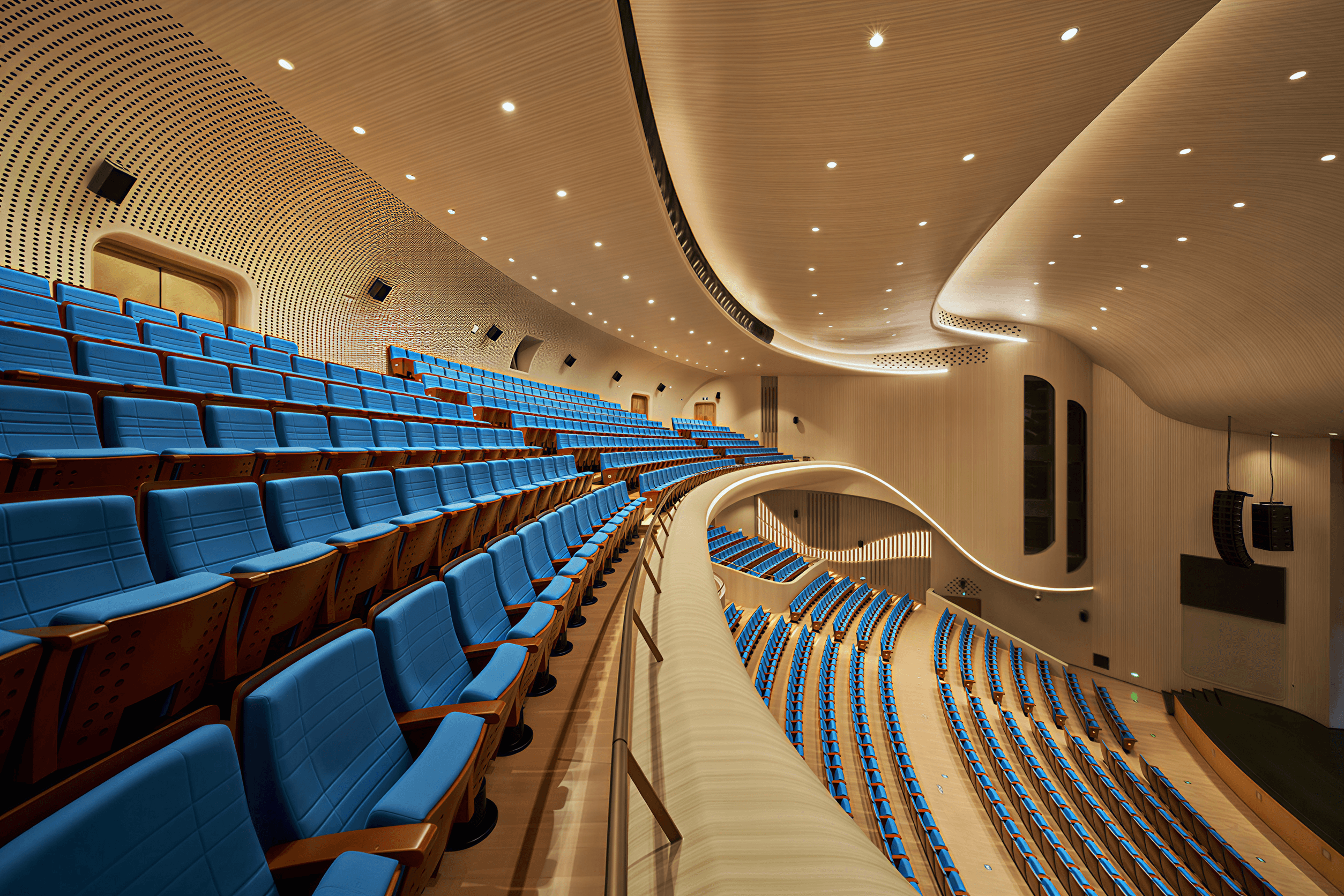 Acoustic ray-tracing simulation of the parametric wave surfaces inside The Grand Theater