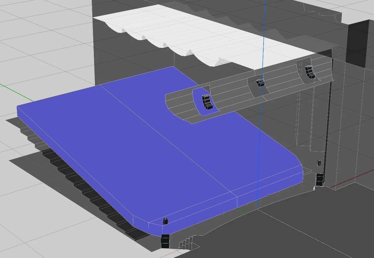 3D acoustic simulation model with audience mapping plane and overhead reflector topology