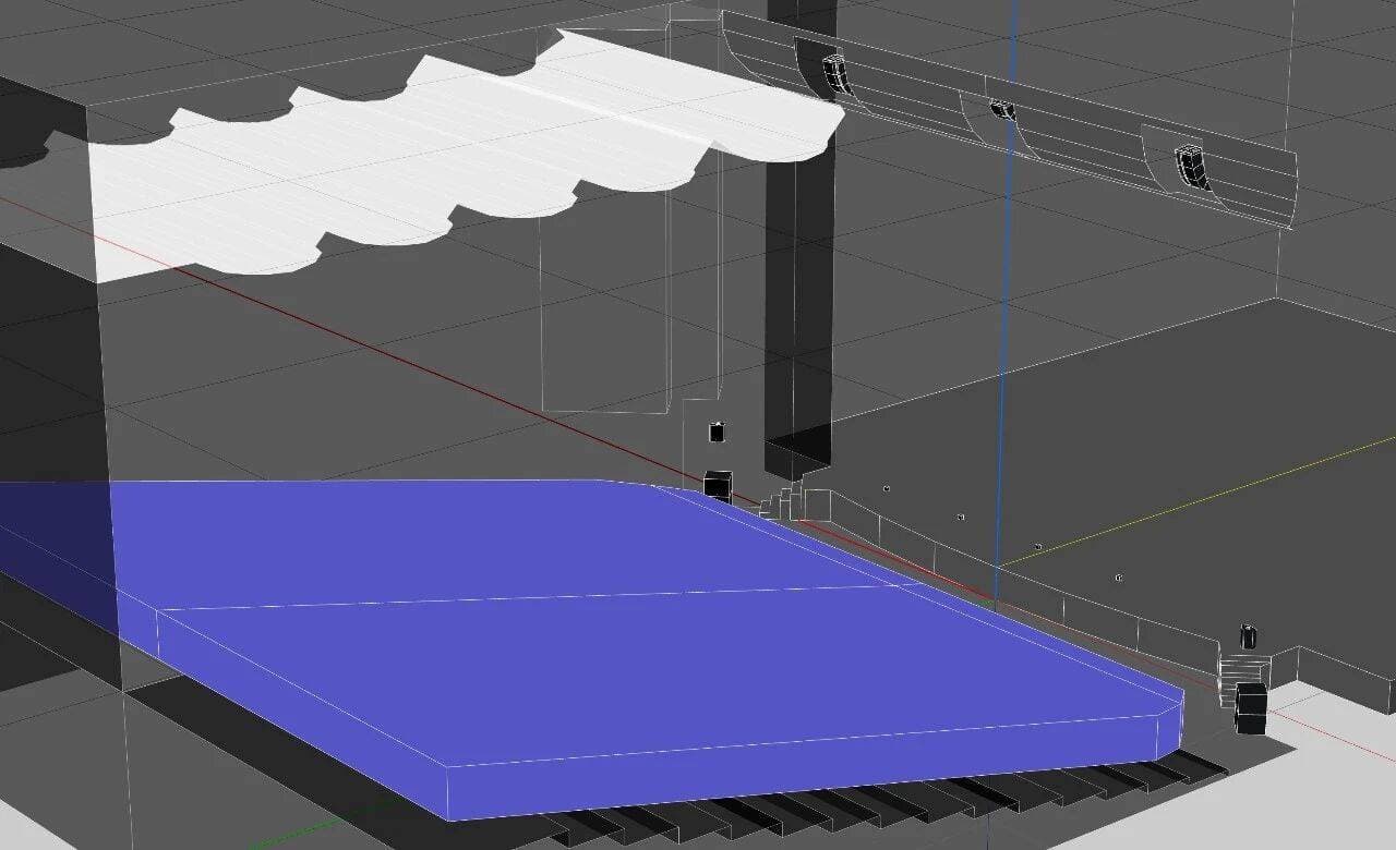 Sectional acoustic simulation model of direct sound coverage from proscenium to audience