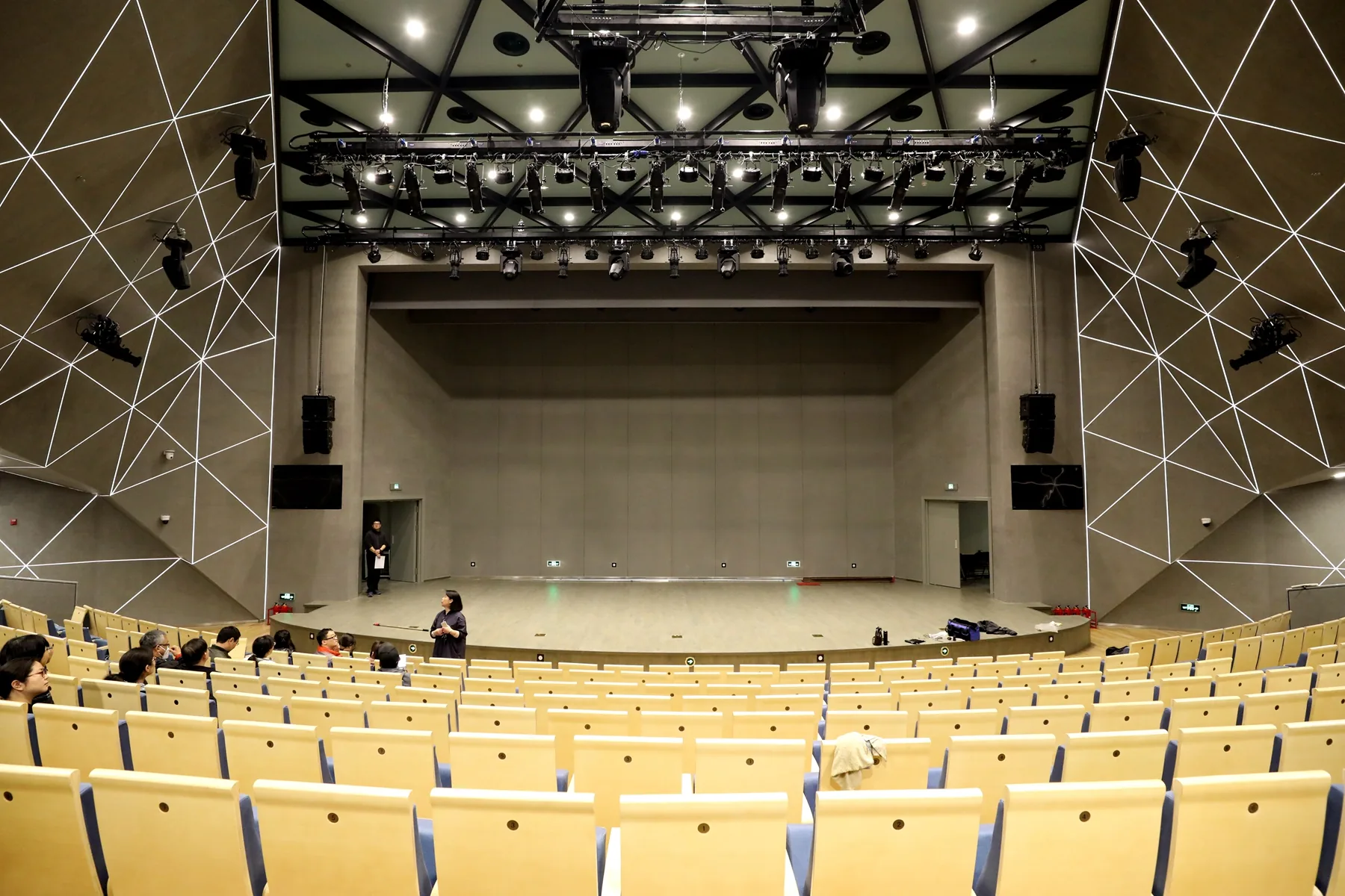Post-renovation view towards the stage in the University Multipurpose Hall