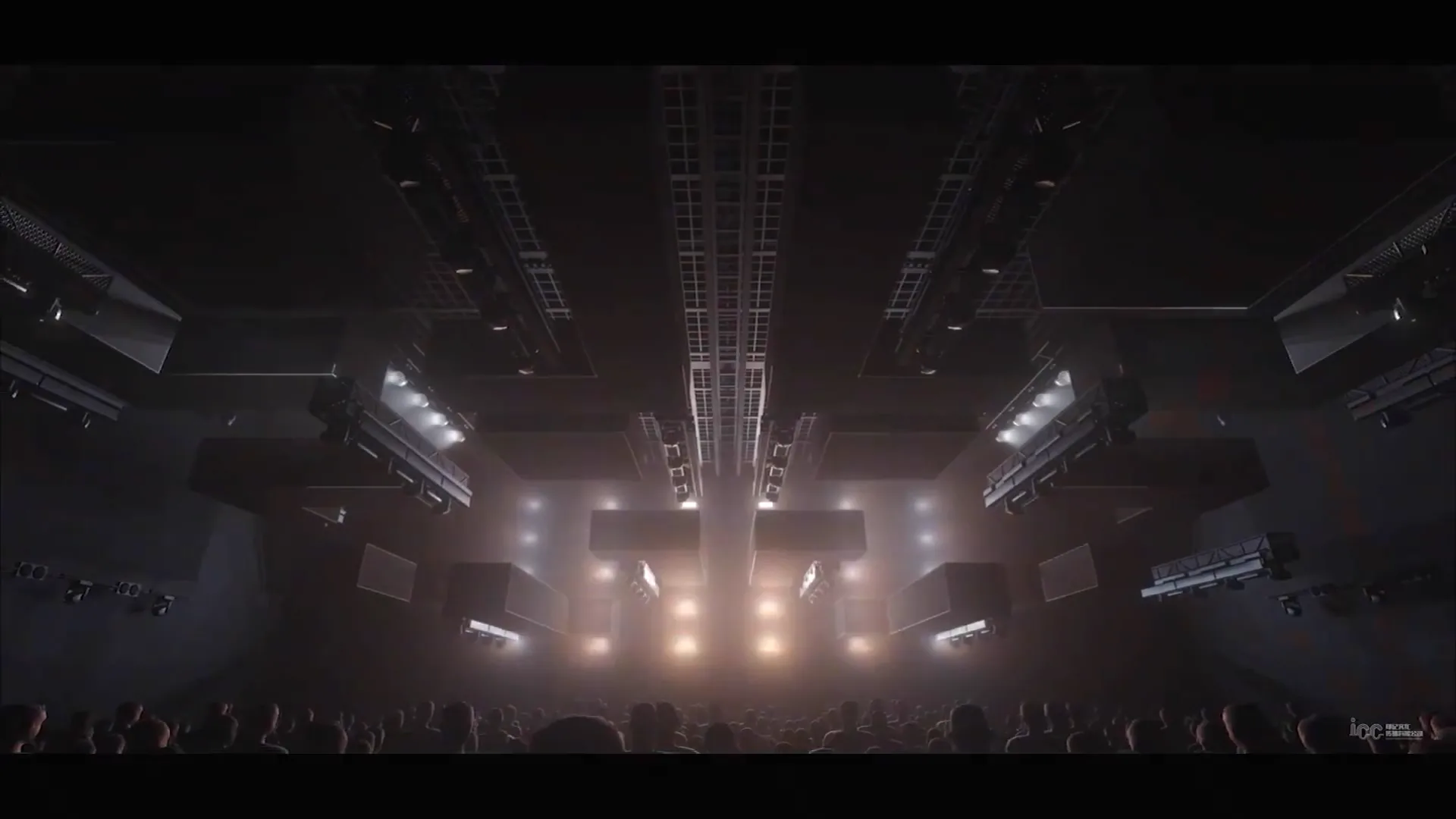 Atlantis Club wide interior view with haze and frontal lighting beams